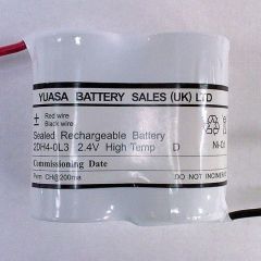 Yuasa 2DH4-0L3 2.4v NiCd High Temp 2xD 4Ah, Emergency Lighting Stick W/Leads