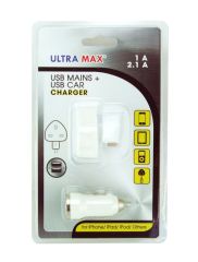 Ultra Max USB Mains + Car Charger