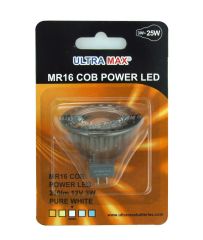 Ultra Max MR16 12V  3W  210 Lumens COB Technology Power LED - Pure White