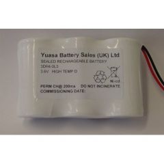Yuasa 3DH4-0L3 3.6v NiCd High Temp 3xD 4Ah, Emergency Lighting Stick W/Leads