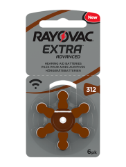 Rayovac 312 Extra Advanced Hearing Aid Zinc Air Battery (6 Pack)
