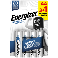 Energizer Ultimate Lithium AA LR6 L91 Batteries | 4 Pack