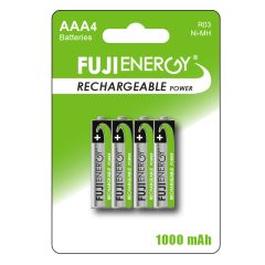 AAA FUJIENERGY Rechargeable Batteries 1000 mAh,  pack of 4