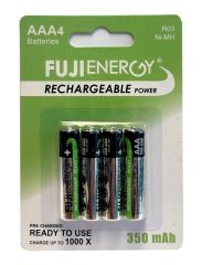 Fuji Energy Rechargeable 350 mAh AAA Batteries (4 Pack)