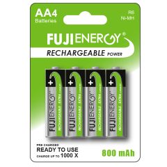 AA FUJIENERGY Rechargeable Batteries 800 mAh,  pack of 4