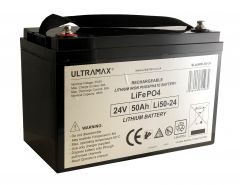 Ultramax 24v 50Ah Lithium Iron Phosphate LiFePO4 Battery with Charger