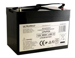 Ultramax 12v 60Ah Lithium Iron Phosphate LiFePO4 Battery, Charger Included