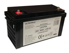 Ultramax 24v 60Ah Lithium Iron Phosphate LiFePO4 Battery , Charger Included