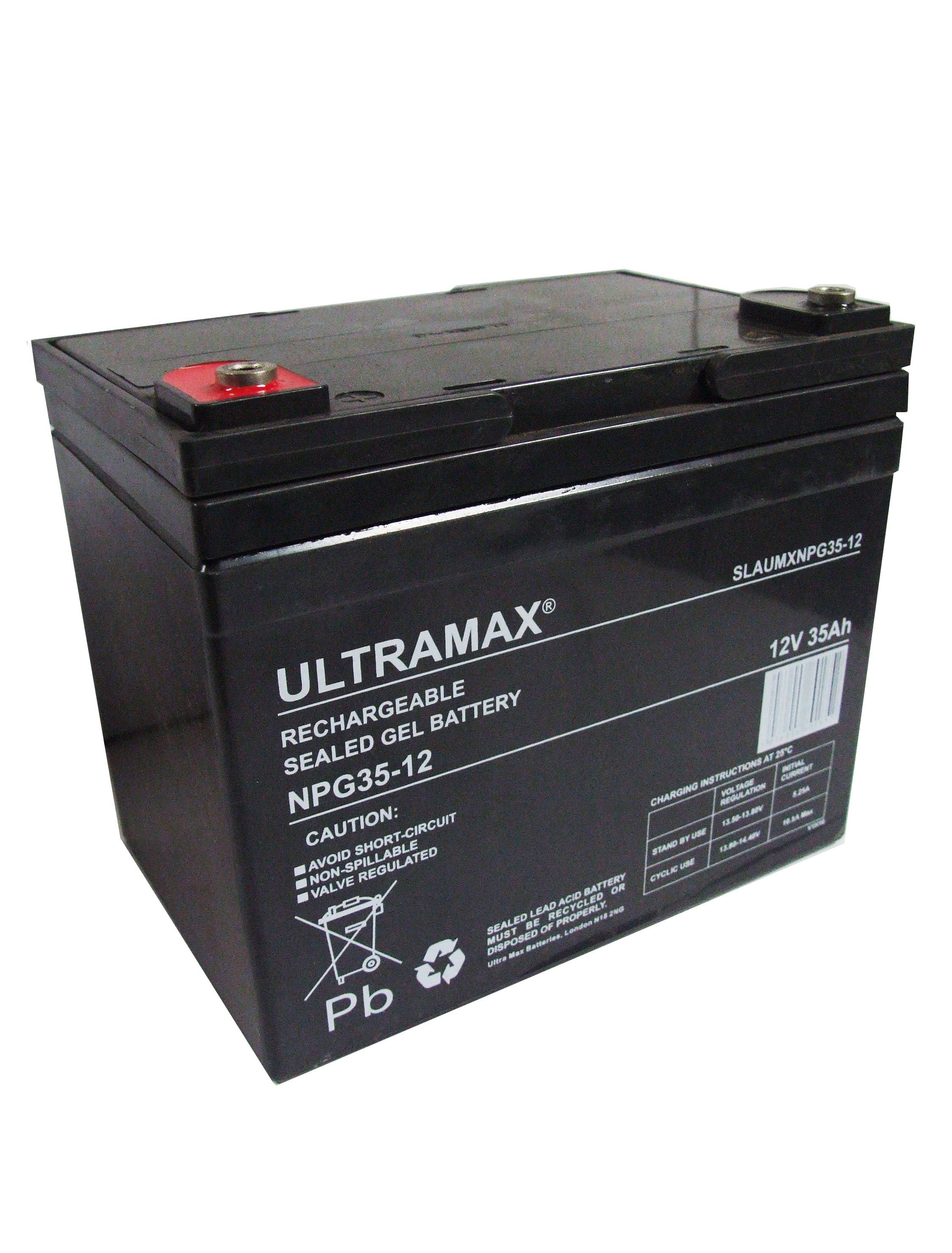 ULTRAMAX NPG35-12, 12V 35Ah (same as 12v 33Ah)Sealed Gel - AGM - VRLA Battery